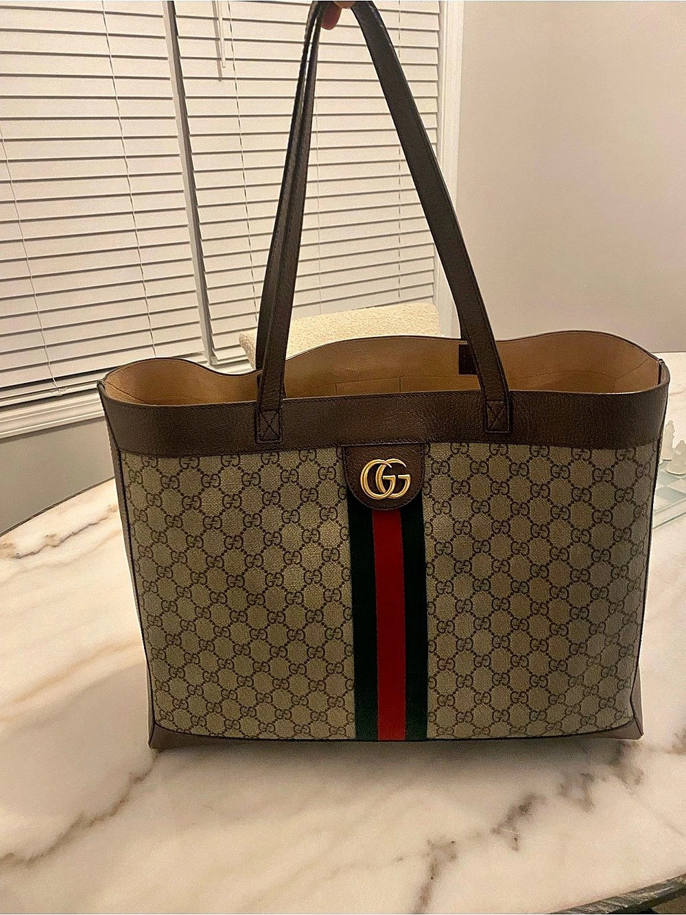 Gucci Ophidia Medium Tote Bag in Brown & Beige